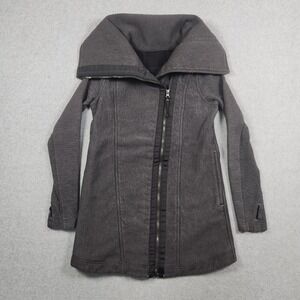 Lululemon Jacket Womens 4 Virasana Wrap Blanket Moto‎ Asymmetric Long Shawl Gray